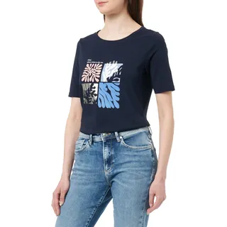 s.Oliver Damen 2144441 T-Shirt mit Frontprint, blau 59D0, 38