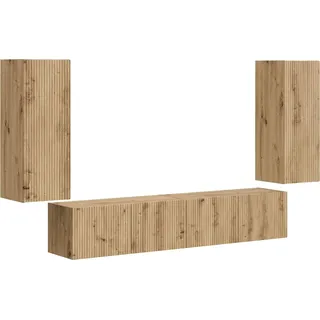 vidaXL TV-Wandregal-Set Wandmontiert 4 pcs Artisan-Eiche Holzwerkstoff - Braun