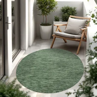 In- & Outdoor Teppich Flachgewebe einfarbig modern wetterfest für Terrasse Küche Grösse 80 cm Rund - Grün
