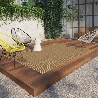 BALTA Outdoor Teppich, Flachwebteppich, ideal für den Außenbereich auf der Terrasse oder für das Wohnzimmer - Schlafzimmer, Maschinengewebt, Juteteppich-Effekt, Polypropylen, 200 x 290 cm, Braun