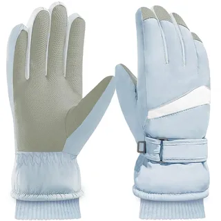 Feelorna Damen Winter Ski Handschuhe, Winddicht Thermische Touchscreen Handschuhe wasserdichte Surface&Fleece gefütterte Winter Warme Handschuhe für Skifahren Radfahren Outdoor Sport (Blau)