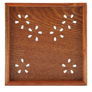 Holztablett quadratisch 18x18 cm, Serviertablett aus Holz für Frühstück, Kaffee, Tee, Snacks und Obst, Robustes Mehrzweck-Servierbrett für Küche, Restaurant und Zuhause, leicht zu reinigen