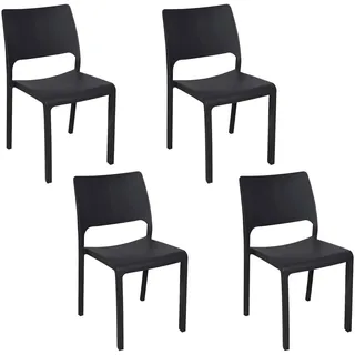 Dmora - 4er Set Gartenstühle Ancona, Gartensitz, Für drinnen und draußen, Stapelbar, Made in Italy, 47x53 h82 cm, Anthrazit