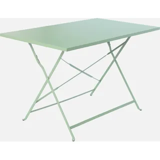 sweeek - Klappbarer Bistro-Gartentisch aus Stahl rechteckig für 4 Personen - Graugrün