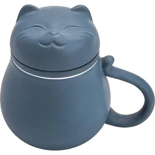 Katzen Teetasse mit Teesieb und Deckel 13.5oz Blau
