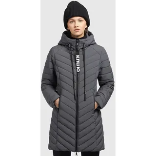 Steppmantel KHUJO "ATINE", Damen, Gr. S (36), grau (charcoal), Steppware, Obermaterial: 45% Baumwolle, 38% Polyester, 17% Nylon. Futter: 100% Polyester. Wattierung: 100% Polyester, unifarben, ca. Mitte Oberschenkel, Mäntel Steppmantel, Topseller