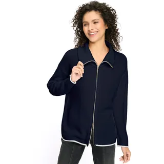 Strickjacke HEINE, Damen, Gr. 36, marine, 100% Baumwolle, unifarben, Strickjacken Strickjacke
