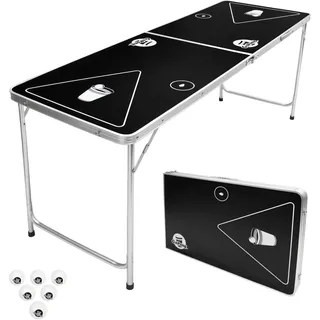 GoPong 1,8 m Tragbarer, Faltbarer Beer Pong/Flip Cup Tisch (6 Bälle enthalten)