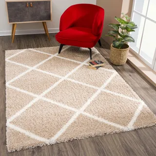 Sanat Madrid Hochflorteppich 140 x 200 cm Beige