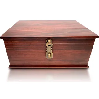 Blake & Lake Aufbewahrungsbox aus Holz im antiken Stil – dekorative Box für Zuhause oder Büro – Holzkiste mit Scharnierdeckel Aufbewahrungsbox mit Metallverschluss