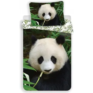 Fotodruck Leinen Panda 02 140x200, 70x90 cm - Weiß, Schwarz, Grün