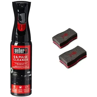 Weber 17874 Q und Pulse-Reiniger, 300 ml, Nebelspray, reinigt Innen- und Außenteile & 17688 Reinigungsschwamm, 2 Stück, 25.0 x 6.0 x 9.0 cm