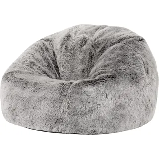 I.C.O.N. Icon Kingston Sitzsack Kinder, Grau, Flauschiger Kunstpelzstoff, Sitzsack Flauschig mit Füllung, Bequemer Kinder Sessel, Kuschelsessel, Lese Sessel, Schlafzimmer, Kinderzimmer, Spielzimmer