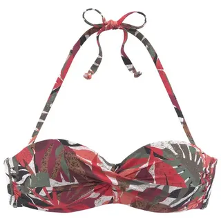 LASCANA Bügel-Bandeau-Bikini-Top »Ava« im tropischen Design, rot