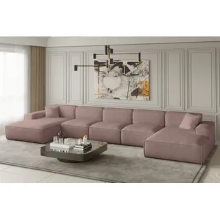 Wohnlandschaft U-Form CELES XL in Stoff Scala Rose - Rosa