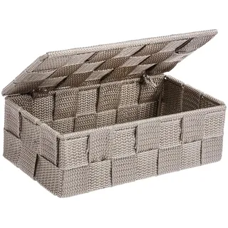 Wenko Aufbewahrungskorb mit Deckel Adria Taupe Mini, Aufbewahrungsbox, Badkorb mit Deckel