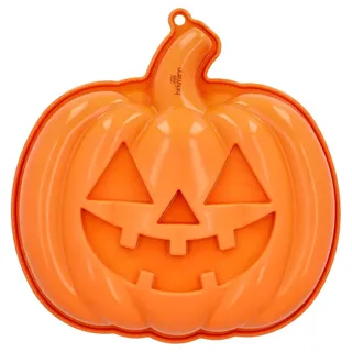 Motivbackform Kürbis - Birkmann - orange, Ø 25 cm, 24,2 x 25,0 x 4,5 cm, Silikon, Halloween Backform, Backform Silikon, Silikon Motivbackform, bis 230°C