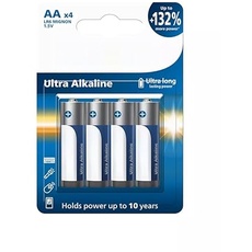 Ultra Alkaline AA LR6E4B/10 Batterie, 4 Stück, 30% mehr Haltbarkeit, für hohen Verbrauch