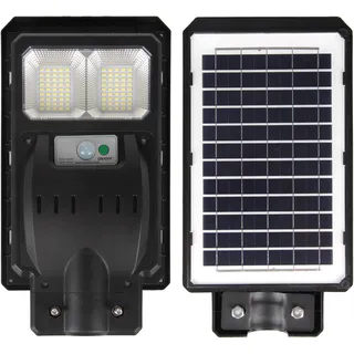 LED Solar Gartenleuchte 6000K Kaltweiß 1200lm 100W 120° IP65 PIR Bewegungsmelder Mastleuchte Schwarz - Schwarz