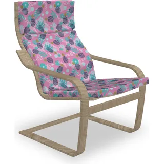 ABAKUHAUS Tropisch Poäng Sessel Polster, Sommer-Früchte-Plantage, Sitzkissen mit Stuhlkissen mit Hakenschlaufe und Reißverschluss, Rosa und Multicolor - Rosa