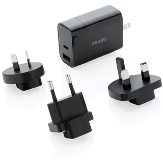 Philips Reisestecker UK/EU/AU/USA Schwarz