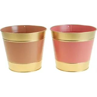 Moderne Metall Pflanzkübel 4er-Set Goldrand Ø13cm H12cm - Dekorative Blumentöpfe für Innenbereich und Tischdeko - Gold