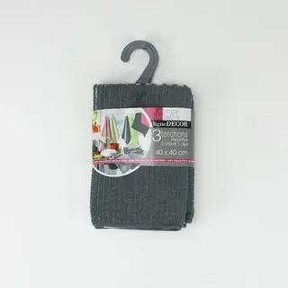 douceur d'Intérieur - 1790125, 3 Geschirrtuch, 40 X 40 cm, Cuistot, Mikrofaser, Grau