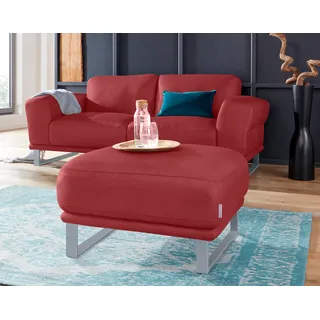 Hocker W.SCHILLIG "montanaa", rot (ruby rot z59), B:71cm H:42cm T:71cm, Hocker, Hocker, mit Metallkufen in Silber matt, Breite 71 cm