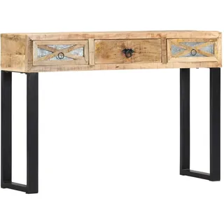 vidaXL Konsolentisch 110/30/76 Cm Mangoholz Massiv , Naturfarben , Holz , Rechteckig , Säule , 30x76x110 cm , Wohnzimmer, Wohnzimmertische, Konsolentische