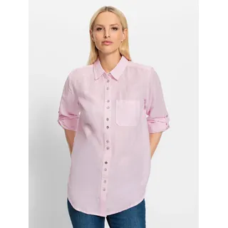 Longbluse, Damen, Gr. 40, rosa (hellrosé), 55% Baumwolle, 45% Leinen, RICK CARDONA BY HEINE, unifarben, Blusen Longbluse