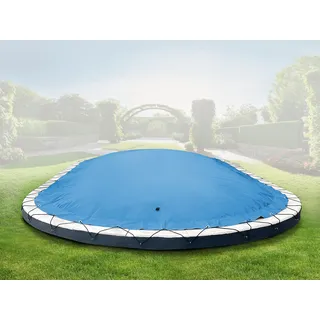 AirDeluxe® Ovale aufblasbare Poolplane Schwimmbad Abdeckung (6,30m x 3,60m, Himmelblau) aus LKW-Plane - stabile Winter Poolabdeckung - Hellblau
