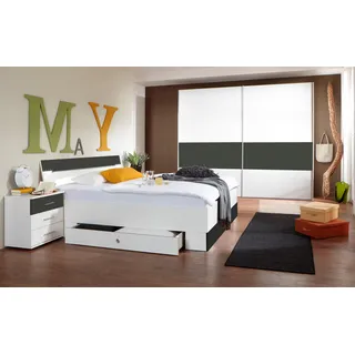 WIMEX Stauraumbett "Cheep", weiß (weiß, graphit), Liegefläche Länge B: 200cm x 180cm, 180x200cm, Betten, Stauraumbett, mit LED-Beleuchtung und Schubkästen