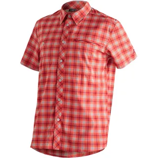Funktionshemd MAIER SPORTS "Kasen S/S M", Herren, Gr. 48, Normalgrößen, rot, 97% Polyester, 3% Elasthan, Hemden Funktionshemd, Herren Hemd kurzarm, karriertes Freizeithemd, Kurzarmhemd, Regular Fit