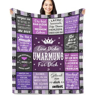 ZQYMM Geschenke für Freundin Kuscheldecke 150x200cm Flanell Fleece Decke Lila Geschenke für Beste Freundin, Umarmung Decke für Frauen Männer Geburtstagsgeschenk für Frauen Schwester für Sofa & Bett