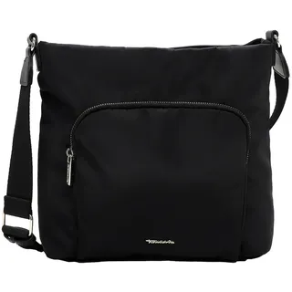 Umhängetasche TAMARIS "Umhängetasche TAS Khiria", Damen, Gr. B/H/T: 27cm x 25cm x 5,5cm 0, schwarz (schwarz 100), Polyester, Taschen Umhängetasche