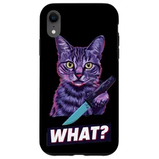 Hülle für iPhone XR Halloween Katze Messer Design Witzige Tier Katzen