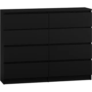 Roe Furniture | Kommode - 8 Schubladen - 120 cm - Schwarz - Modernes Design - Minimalistisch und Elegant - Sideboard - Schwarz