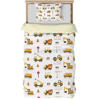DJDEA Kinderbettwäsche 100x135 Mikrofaser, Bettwäsche für Kinder mit Reißverschluss, Babybettwäsche 1 Kissenbezug 40x60, Traktor Bettwäsche