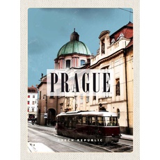 Holzschild 20x30 cm - Prague Prag Straßenbahn Tschechien