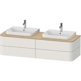 Duravit Happy D.2 Plus Konsolenwaschtischunterbau wandhängend, 1600x550 mm, 4 Schubkästen, für 2 Aufsatzbecken, HP4974B39390010, Farbe: Nordic Weiß Seidenmatt Lack mit Innenbeleuchtung