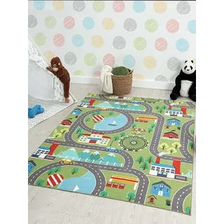 The CarPET Teppich Happy Life, rechteckig, Höhe: 4 mm, Life Kinderzimmer Teppich Spielteppich pflegeleicht grün 100 cm x 200 cm x 4 mm