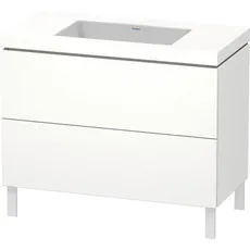 Duravit L-Cube Möbelwaschtisch c-bonded mit Unterbau bodenstehend, 100x48 cm, 2 Auszüge, ohne Überlauf, ohne Hahnloch, Farbe: Tessiner Kirschbaum