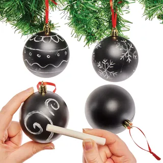 Baker Ross FX732 Kreidekugeln - Schachtel mit 4 Stück, DIY-Weihnachtskugeln und -Baumschmuck