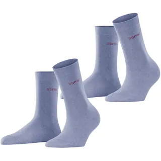 ESPRIT Damen Socken Uni Multipack W So Baumwolle einfarbig 2 Paar, Blau Jeans 6458, 39-42
