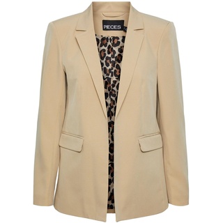 PIECES Women's PCBOZZY LS Detail NOOS BC CP Blazer, Safari/Detail:Leo Print, L