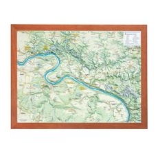 Georelief 3D Reliefkarte Sächsische Schweiz - mit braunem Holzrahmen - klein