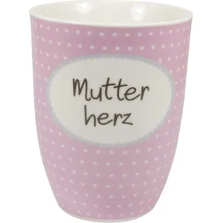 MEA LIVING Henkelbecher 500 ml Spruch MUTTERHERZ Kaffee Tasse Becher rosa Punkte - Rosa