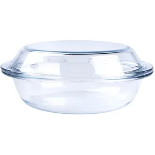 HUSANMP Rund Auflaufform aus Gehärtetem Glas, 1,8L Glas Backform mit Deckel für Backofen, Gefrierschrank und spülmaschinenfest