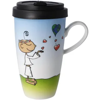 Goebel Der kleine Yogi - Life is Beautiful Tasse mit Deckel, hergestellt aus Fine Bone China, Fassungsvermögen: 500ml, 54-102-29-1
