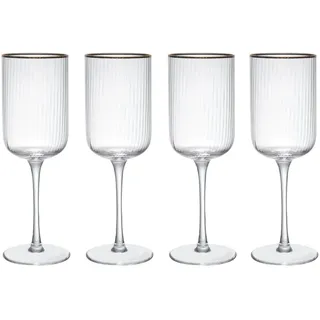 MIKASA Sorrento Rotweingläser aus Kristall mit Goldrand und breiter Form, 375ml, 4er-Set bleifrei, klare, edle Gläser, elegantes Design für Feiern